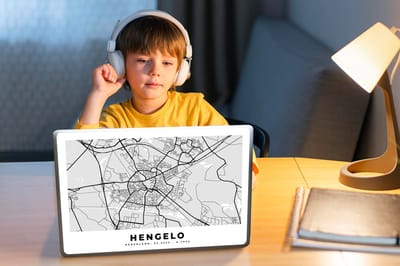 Laptop sticker - 11.6 inch - Stadskaart - Hengelo - Nederland - 30x21cm - Laptopstickers - Laptop skin - Cover