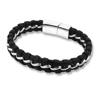 Montebello Armband Alican - 316L Staal - Leer - 13mm - 21cm