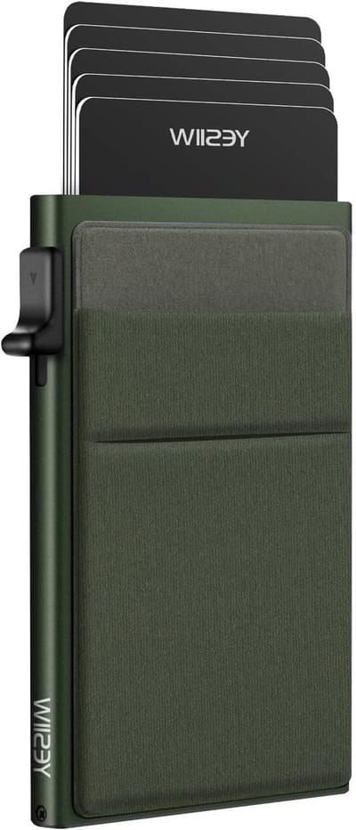 Dun herenportemonnee met AirTag vak, RFID-bescherming, muntcompartiment en minimalistisch design - Donkergroen