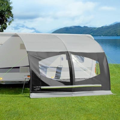 Voortent voor auto - Luifel zonnedak - Kamperen en reizen - Eenvoudige opbouw - 335 x 220 cm - Grijs zwart
