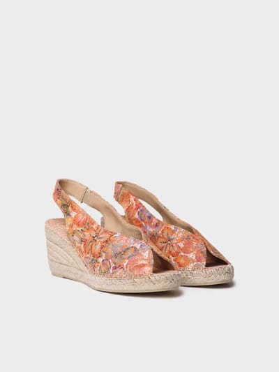 Dames espadrille met open neus van veelkleurig leer | LAILA-LL