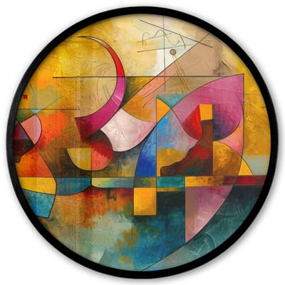 Poster in lijst Rond - Fotolijst 40x40 cm - Posters - Kunst - Abstract - Aesthetic - Kleurrijk - Art - Ronde posterlijst zwart - Decoratie - Wanddecoratie woonkamer - Muurdecoratie slaapkamer
