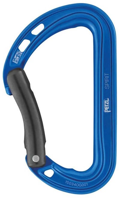 Petzl Spirit Bent snapper karabiner met keylock systeem blauw