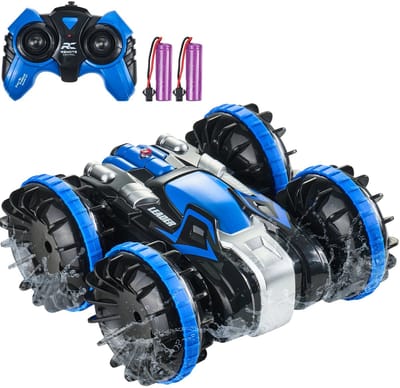 NordHaus Amfibische RC Auto Boot Blauw - 2,4 GHz Afstandsbestuurbare Stuntauto - 360° Rotaties - Water & Land - 12 km/u - 15,5 cm