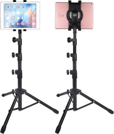 DrPhone Architect XL1 – Tablet Statief – 7 tot 10 INCH – Hoogte Verstelbaar – Tripod stand - Tablet Houder – Inclusief opbergtas - Zwart
