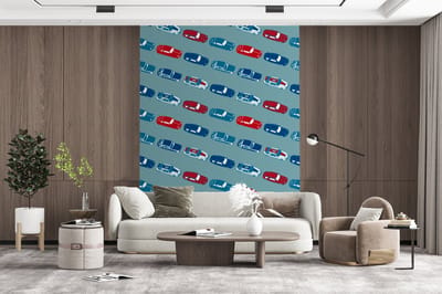 Behang - Fotobehang Patroon - Auto - Race - Jongens - Kinderen - Kids - Kind - Breedte 165 cm x hoogte 220 cm