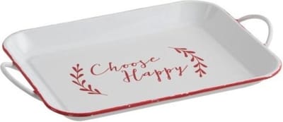 J-Line Plateau schaal Choose Happy Metaal Rood/Wit