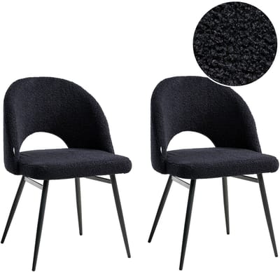 ONAGA - Eetkamerstoel set van 2 - Zwart - Bouclé