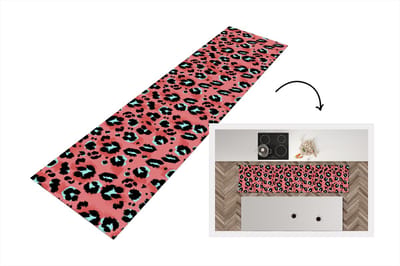 Keukenloper - Loper keuken - Panterprint - Roze - Blauw - Patroon - 200x50 cm - Keukenloper vinyl