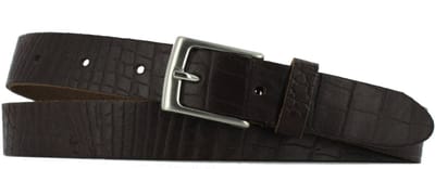 Leren Dames/Heren Riem Krokoprint | 3cm breed | Riemmaat: 90cm (totale lengte: 105cm) | 100% echt leer | Nikkelvrije gesp | Kleur: bruin