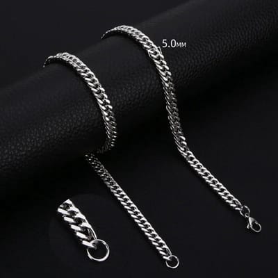Aramat Jewels | Halskettingen | RVS Curb Chain Ketting Zilverkleur - Stoere Schakelketting | 50cm / 5mm |50cm | | Staal | Volwassenen | Verkleurd niet