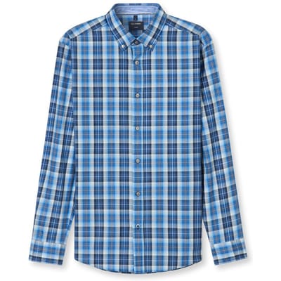 OLYMP Casual Overhemd, Regular Fit, Button-down, Blauw