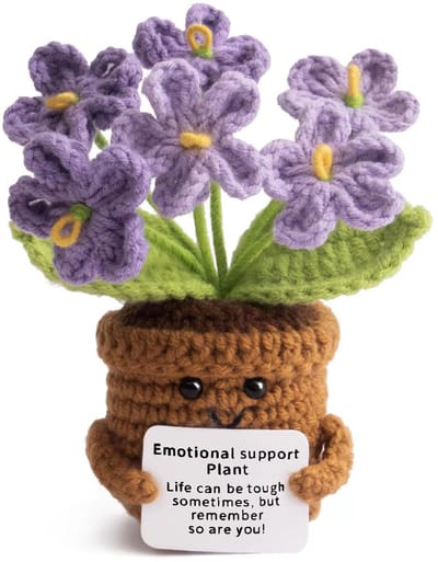 Dailygoods- Gehaakte Bloem - Paarse Klokkenbloem - Positieve Bloem - Cadeau voor Vrouwen - Emotionele Ondersteuning - Handgemaakt met Wol/Katoen - Bloemdecoratie