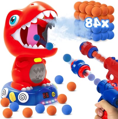 Dinosaurussen Dartbord met 2 Pompgeweren en 48 Schuimballen, Leuk Doelspel voor Kinderen 4-7 Jaar met Geluidsfunctie