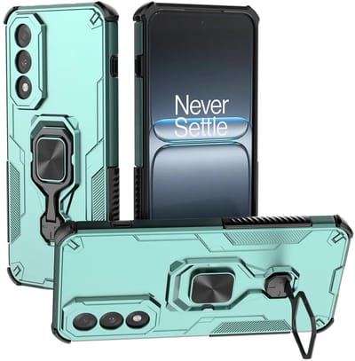 MobyDefend Hoesje - Geschikt voor OnePlus Nord 5 - Dubbelgelaagde Pantsercase Met Standaard - Turquoise
