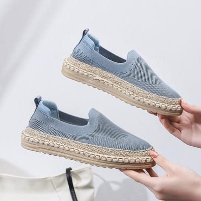 Dunne mesh dames casual schoenen veelzijdige zomer platte zool vissersschoenen Damesmode Ademende gevulkaniseerde schoenen 37 gray