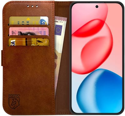 Rosso Element Geschikt voor Honor 400 | Wallet Book Case | Portemonnee Hoesje | 3 Pasjes | Magneetsluiting | Stand Functie | Bruin