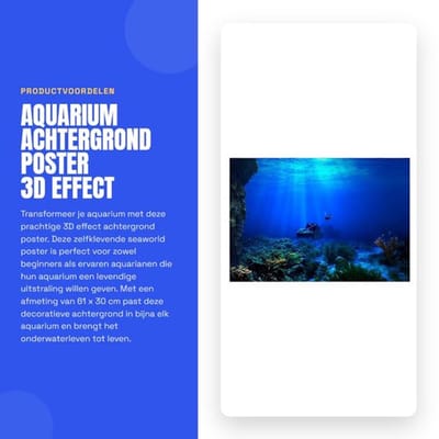 Aquariumachtergrond 3D Effect - Zelfklevende Poster - Decoratief Papier - PVC - Optionele Maat 61 x 30 cm - Gloednieuw - Aquariumdecoratie