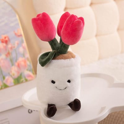 Plante en pot Fleurs de tulipe créatives Peluche Remplie Feuille de légume Monstera Deliciosa verte Prain de taro Poupée en peluche Décoration de maison 32-35cm S de la tulipe