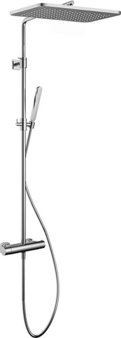Hotbath Gal SDSGL9 opbouw regendoucheset met staafhanddouche en 27x40cm rechthoekige hoofddouche aan glijstang chroom