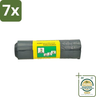 7 x Komo Vuilniszakken Trekband 60L 15 stuks per verpakking - Grootverpakking - Afvalzak 60 L - Trekband Vuilniszak - Vuilniszak 60 L - Vuilniszak Met Trekband - Vuilniszak LDPE