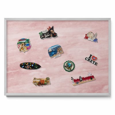 Tulup Magneetbord met Zilveren Frame - Roze Magneetbord Met Decoratieve Patronen - 70 cm x 50 cm - Pastelkleurige rotstextuur - Memobord voor Keuken - Magnetisch Wandbord - Magnetisch Bord Kindvriendelijk