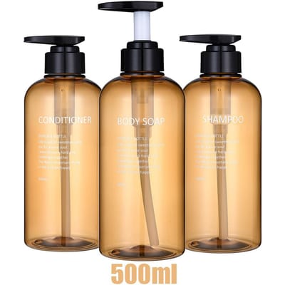 Hervulbare Shampoo Conditioner Body Wash Dispenser Set Gedrukte Letters Badkamer Zeepfles Dispenser Douchepomp Shampoo Dispen 500 ml