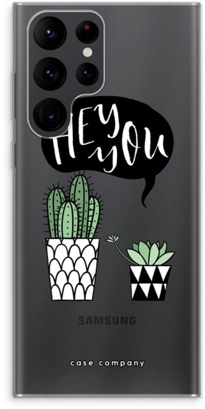 Case Company® - Hoesje geschikt voor Samsung Galaxy S22 Ultra hoesje - Hey you cactus - Soft Cover Telefoonhoesje - Bescherming aan alle Kanten en Schermrand