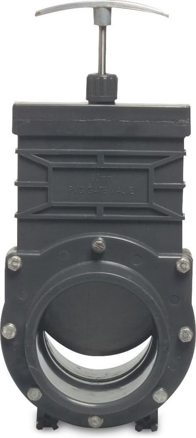 Mega Schuifafsluiter PVC-U 90 mm lijmmof 1,5bar grijs