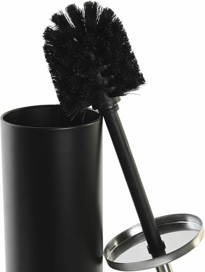 Items WC/Toiletborstel - 2x stuks - klassieke houder - polystone - zwart - 39 x 10 cm