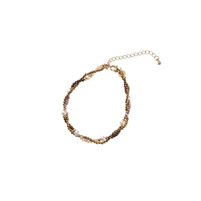 Day&Eve by Go Dutch Label Armband (Sieraad) Dubbel Twisted Parels Kralen Bruin