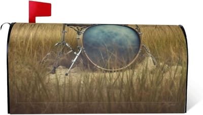 Muziek Drum in Veld Brievenbus Covers Magnetische Brievenbus Wraps Aangepaste Post Brief Box Cover Decoratieve Welkom Brievenbus Cover voor Tuin Yard Standaard Oversized Brievenbus Decor 25,5