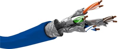 CAT 7A netwerkkabel, S/FTP (PiMF), blauw, 50 Meter