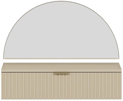 Vente-unique Hangende kaptafel met spiegel en ledverlichting - 1 lade - Beige - FRALYN