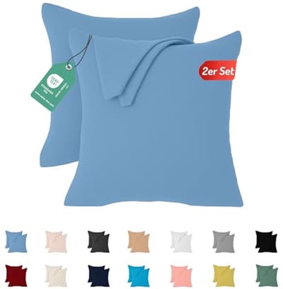 Set van 2 kussenslopen 40 x 40 cm van 100% katoen jersey