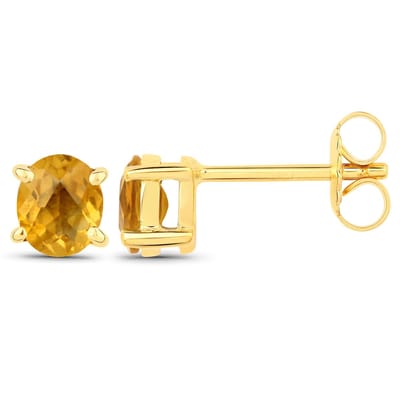 Vira Jewels Ohrstecker 925-Sterling Silber vergoldet Glänzend Citrin gelb