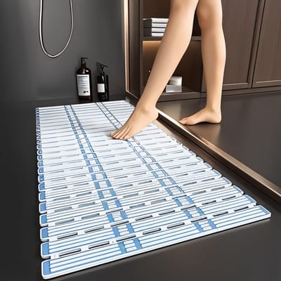 Famanu - Badmat antislip antislip schimmel – 90 x 40 cm extra lange badmatten antislip douchematten voor binnendouche, rubberen douche antislip mat met zuignappen, machinewasbaar, op maat gesneden