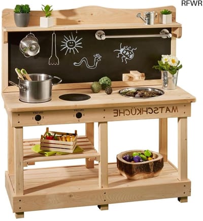 RFWR® Modderkeuken voor Kinderen - Buitenkeuken met Houten Bord