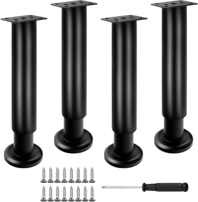 Verstelbare meubels poten, 4 stuks zwarte metalen bedondersteuning, zware kwaliteit vervangende voet voor bank, dresser, tafel en kast (8-12 cm)