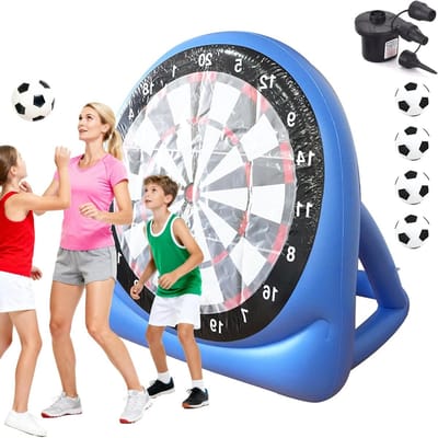 Opblaasbaar Voetbaldoel Set voor Buiten, Inclusief 4 Voetballen en Elektrische Pomp, Ideaal voor Tuin, Strand en Feestjes, 150 cm Extra Groot Doel