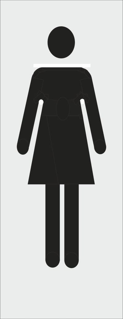 wc bordje vrouw - modern - Deurbordje - WC bordje - WC - Toiletbord - Bordje - aluminium - Pictogram - Dames Heren – Vrouw - Man – Zelfklevend - 130 mm x 50 mm x 0,5 mm - 5 Jaar Garantie