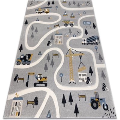 Kleden Rugsx KIDDO tapijt 6111 lichtgrijs / wit straten, 120x170 cm