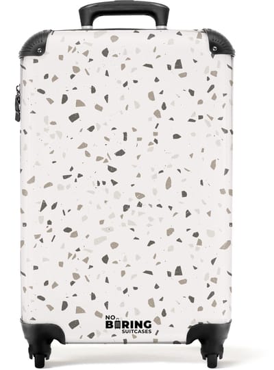 NoBoringSuitcases.com - Koffer - Terrazzo patroon veelkleurig grijs - Past binnen 55x40x20 cm en 55x35x25 cm - Trolley handbagage - Valiezen met wieltjes volwassenen - Reiskoffer op wielen - Rolkoffer lichtgewicht