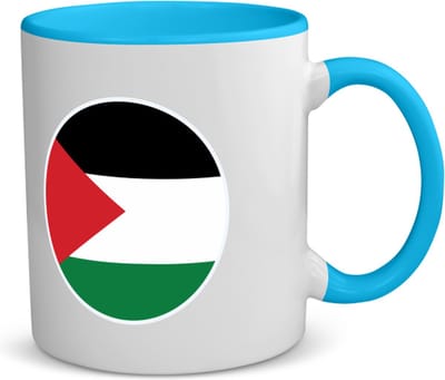 Akyol - palestina vlag koffiemok - theemok - blauw - Palestina - mensen die liefde willen geven aan palestina - degene die van palestina houden - supporten - oorlog - verjaardagscadeautje - gift - geschenk - kado - 350 ML inhoud