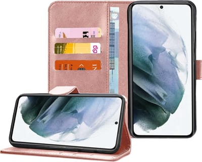 Hoesje geschikt voor Samsung Galaxy S21 - Book Case Portemonnee Hoesje Roségoud