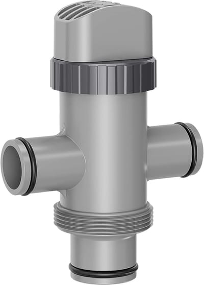 Flexibele plunjerklep met dubbele aansluiting, geschikt voor Intex zwembadfittingen, toepasbaar op bovengrondse zwembaden en zwembadfilterpompen (1 stuk).