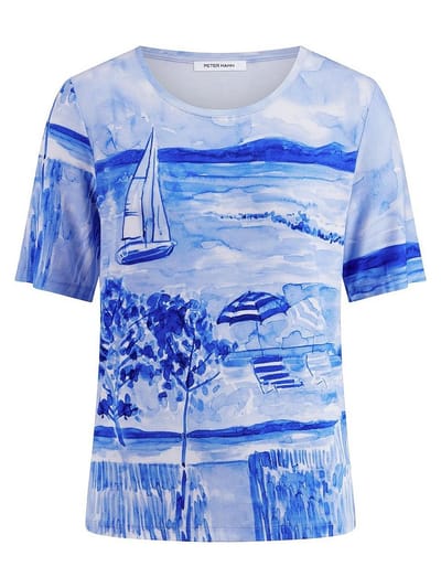 Shirt ronde hals Van Peter Hahn blauw