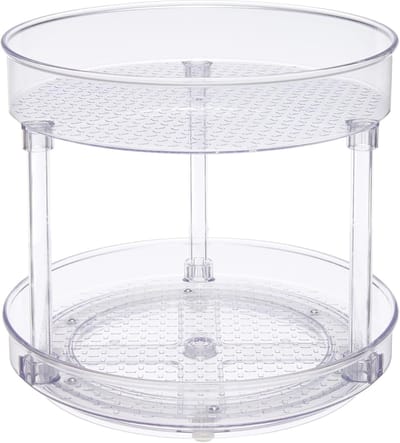 Famanu - Lazy Susan Draairek, 2 niveaus, transparant, organizer, 22,9 cm