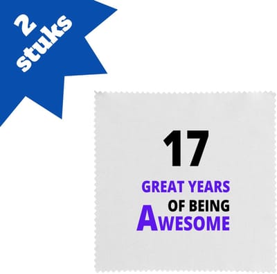 Akyol - 17 great years of being awesome brillendoekjes - Hoera 17 jaar - iemand die 17 jaar is geworden - verjaardagscadeau - verjaardag - cadeau - kado - geschenk - gift - goeie jaren - 17,8 bij 17,8 cm - 2 stuks