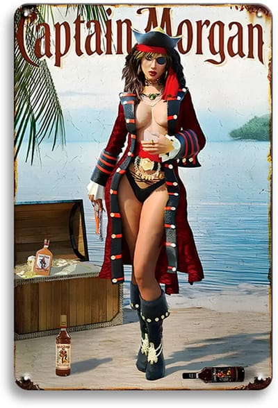 Signs-USA - Eten - Drinken Sign - metaal - Captain Morgan Girl - 30 x 40 cm